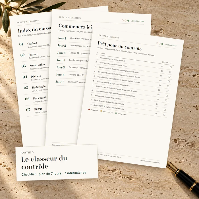 Le classeur du contrôle