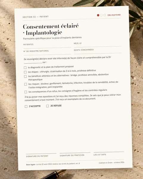 Consentement éclairé pour un implant